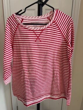 Ellen Tracy Red and White Striped Knit Top